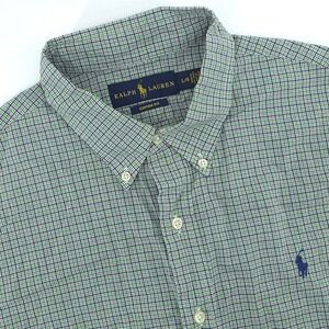 Ralph Lauren Mens Large Multicolor Plaid Custom Fit Long Sleeve Shirt‎ Blue Pony
